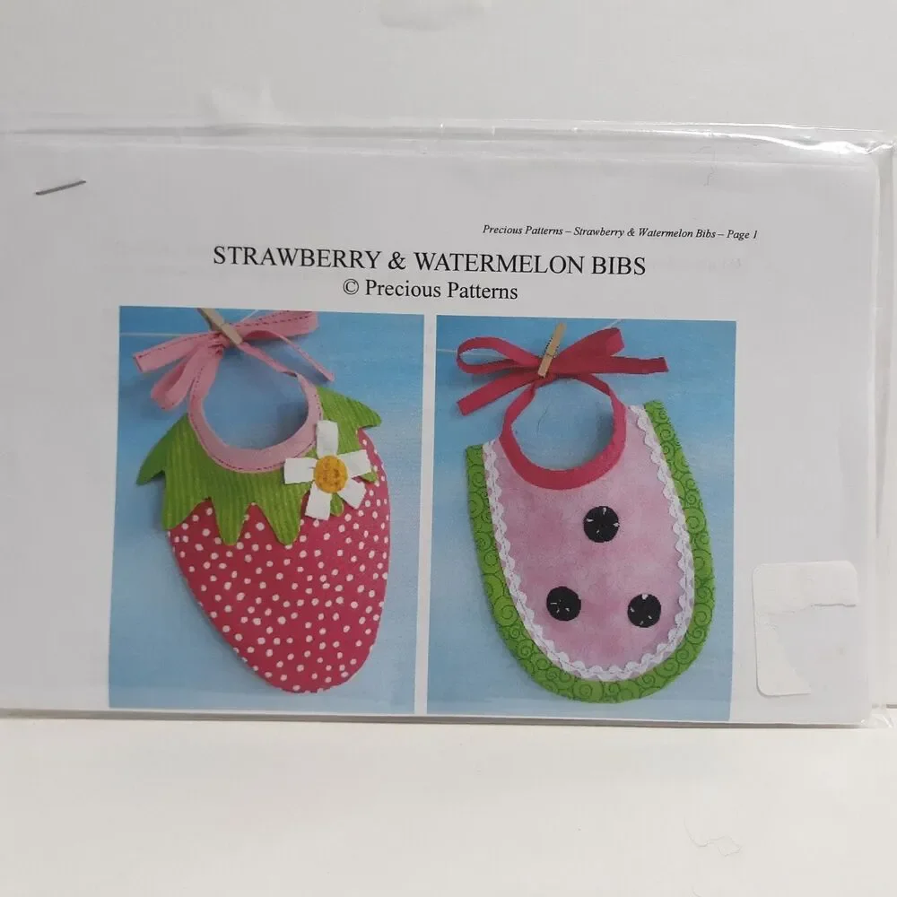 New Strawberry Watermelon Bibs Precious Patterns Sewing Cute Baby Gift Toddler